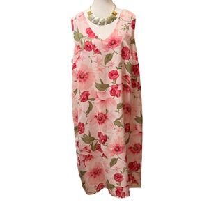 White‎ Stag Plus Size 20W Pink Floral Sleeveless V-Neck Midi Dress Women's